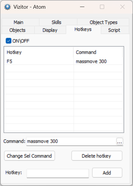Atom — Hotkeys tab