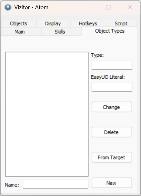Atom — Object Types tab