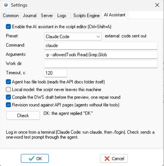 AI Assistant settings tab